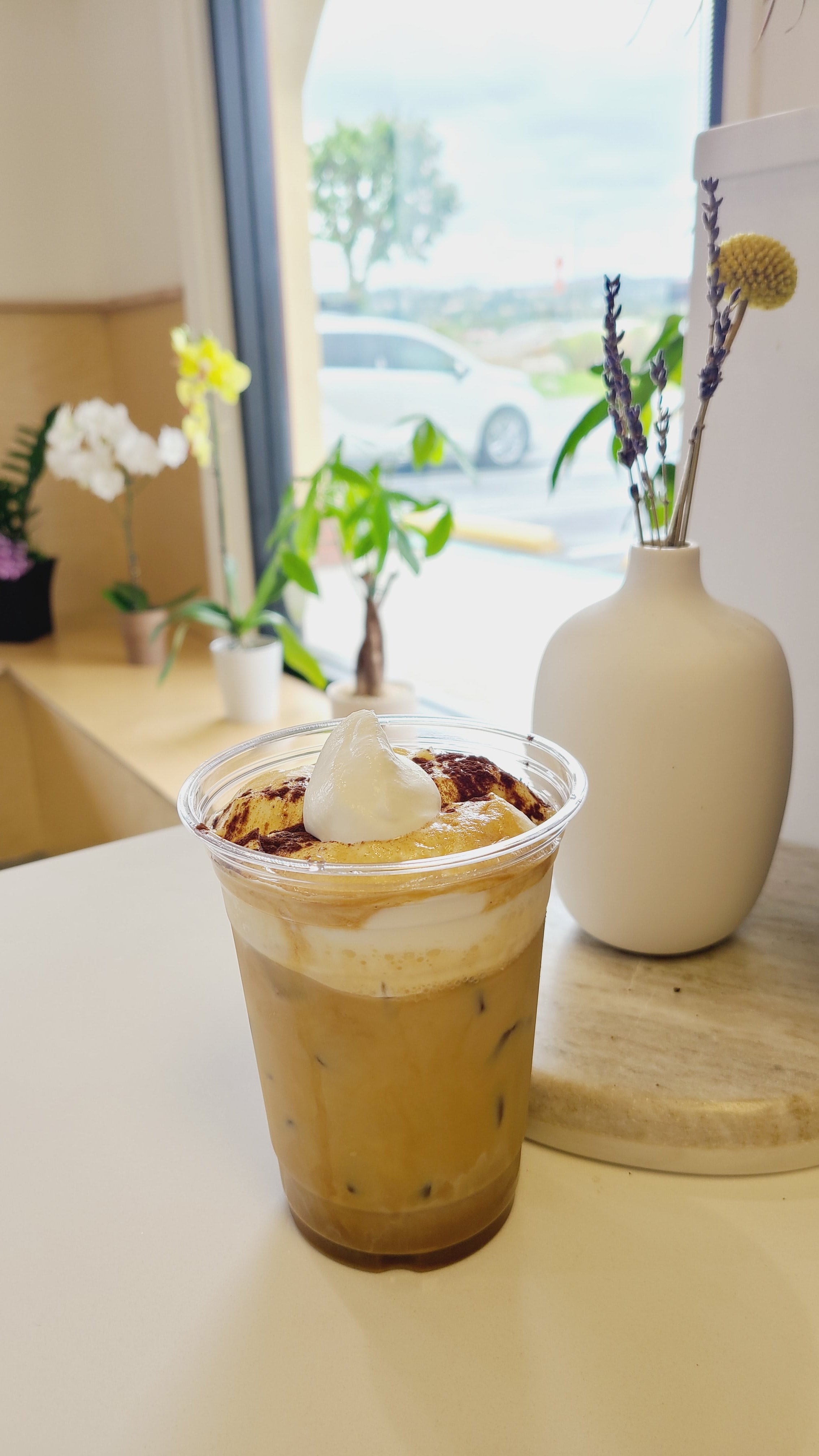 What's cream on top latte? CAFFE IN COFFEE ROASTERS TUSTIN